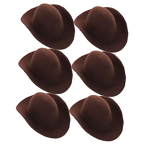 BESTonZON 6St Mini-Cowboyhut cowboyhut Mini cowboyhut Accessoire für Puppen Dekoration für Puppen Westernhut für Puppen Puppenhüte Kleiner Cowgirlhut Hutverzierung Stoff Light Brown von BESTonZON