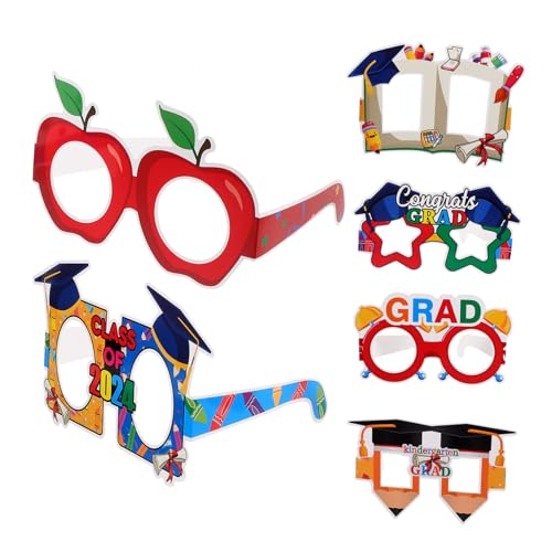 BESTonZON 6st Abschlussfeier-brille Requisiten Für Die Abschlussfeier Glückwunsch Grad Brille Foto Abschlussbrille 2024 Kindergarten-abschlussbrille Abschlussfeier Brillen Papier von BESTonZON