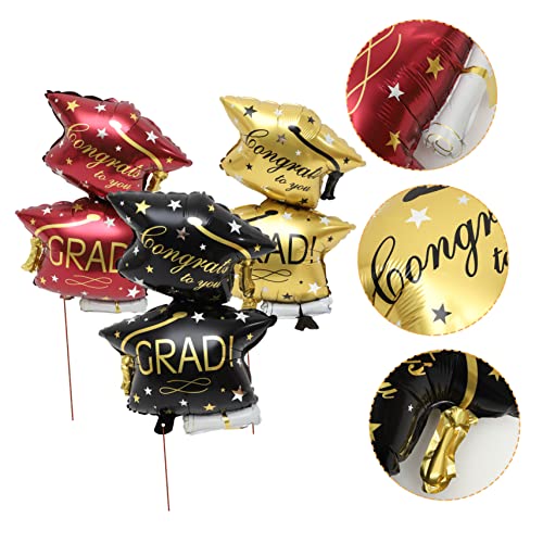 BESTonZON 6st Abschlusskappenballon Glückwunsch Grad Ballons Mit Abschlusshut Grad Party Luftballons Große Abschlussballons Herzlichen Glückwunsch, Graduiertenballons Aluminiumfolie von BESTonZON