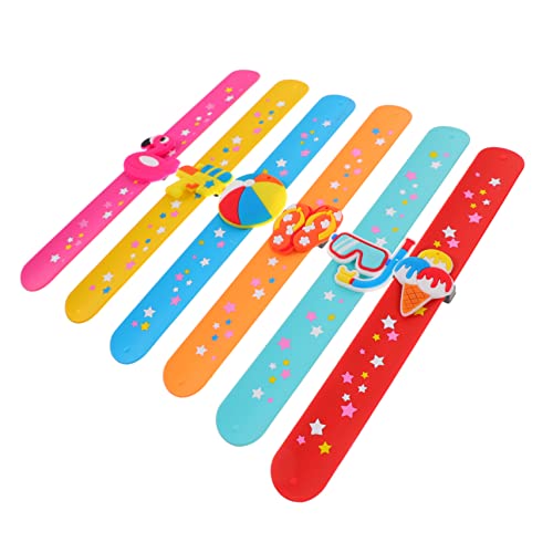 BESTonZON 6st Hawaii Streichelkreis Schöne Schlagbänder Für Kinder Flamingo-slap-armbänder Für Kinder Luau-gastgeschenke Aloha-partydekorationen Luau-pinata-füller Kinder Dekor Pvc von BESTonZON