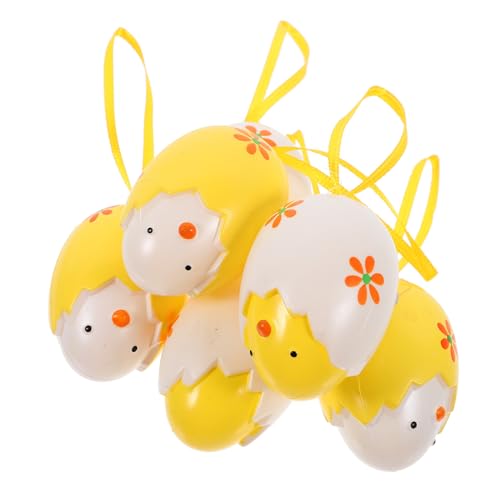 BESTonZON 6st Ostereier Ostern Themenkorb Osterkörbchen Klein Ostern Einzigartiges Ostern Hängende Dekore Ostern Hängende Verzierung Osterdeko Festliche Einrichtung Yellow Plastik von BESTonZON