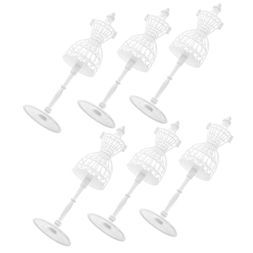 BESTonZON 6st Puppenaufhänger Puppenständer Mini-babypuppen Mini-zubehör Kleiderständer Miniatur-kleiderform Mini-hausbedarf Mannequin-kleiderform Puppenkleidungsmodell Plastik Weiß von BESTonZON