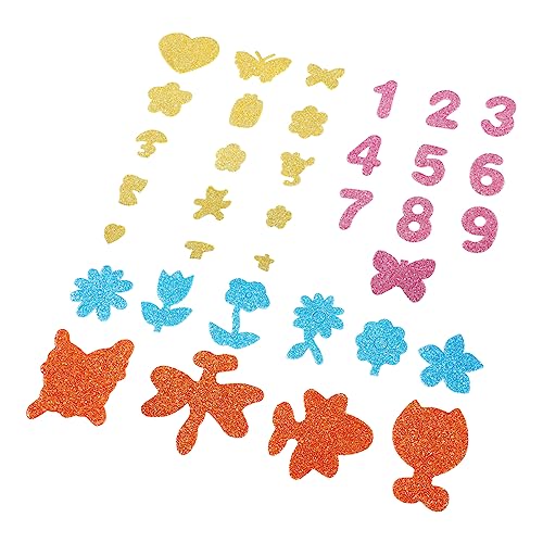 BESTonZON 7 Goldpuder-Schwamm-Aufkleber Schaumsternaufkleber Kinder Selbstklebender Glitzer-Sticker Kinder bastelset basteln für Kinder Dekoration Glitzer-Aufkleber Glitzer Aufkleber von BESTonZON