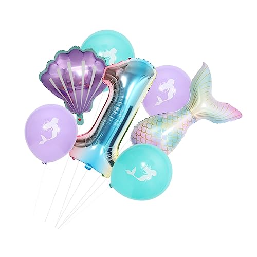 BESTonZON 7 Stk Ballon 1 Geburtstagsgeschenke Mylar Meerjungfrau- kinder Muscheldekor ' party balloons kinder geburtstagsdeko luftbalons Fotografie-Requisiten Aluminiumfolie von BESTonZON