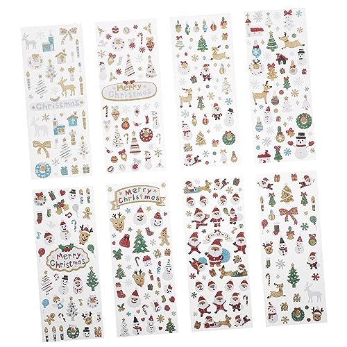 BESTonZON Weihnachts-stickerbögen für Kinder 8 Bögen mit Einzigartigen Weihnachts-stickern von BESTonZON