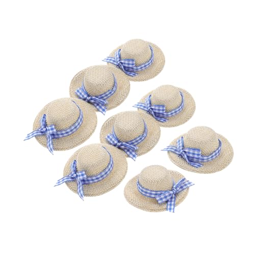 BESTonZON 8 STK Strohhut Mini-Sombrero-hüte Kleine Puppenhüte Miniatur-puppenhüte Puppenstrohhüte Puppenzubehör Kleiner Tierhut Mini-strohhüte Minihüte Zum Basteln Mini-hüte Weben Beige von BESTonZON