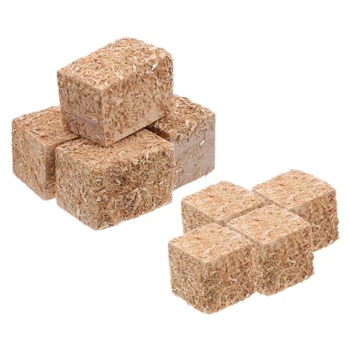 BESTonZON 8 Stück Heuhaufen-Modell Futterspender Ballen groß Puppenhaus-Gartenpflanzen Bausatz Korb Holz Ornamente Tischdekoration aus Sand Szene Heuhaufen Ornament hölzern Khaki von BESTonZON