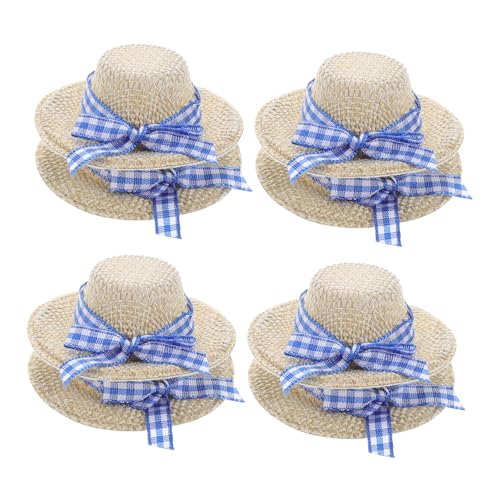 BESTonZON 8 Stück Strohhut Mini Hüte Puppenhüte Rollenspiel Puppenhaus Dekoration Mini Hexenhüte Mini Sombrero Hüte Kleintiere Hut Puppenzubehör Miniaturhut Mini Puppen Beiges Tuch von BESTonZON