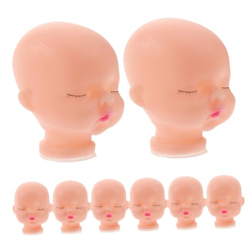 BESTonZON 8st Schlafende Babypuppe Puppe Schlüsselanhänger Spielzeug-gesichtszubehör Neuanstrich Der Puppe Mini-puppenkopf Puppenkopf Zum Nachbemalen Puppenkopf-Kunst DIY-Puppe Vinyl von BESTonZON