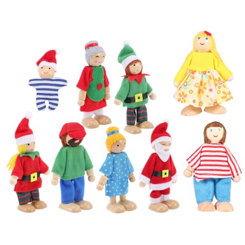 BESTonZON 9St Puppe Weihnachten Dolls Kinderspielzeug Holzhäuser für Weihnachten Spielzeuge Spielset aus Holz Spielzeug für Familienrollenspiele Rollenspielzeug für die Familie Mini von BESTonZON