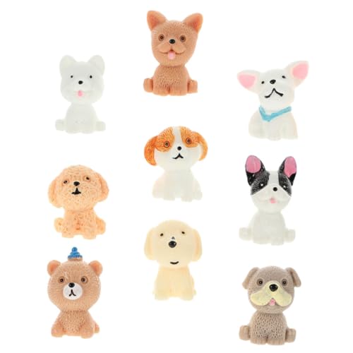 BESTonZON 9st Süßes Welpenmodell Miniatur-hundefiguren Mikrolandschaftsornament Welpen-Cupcake-Topper Mini-hundefiguren Miniaturtierspielzeug Kleine Tierfigur Miniatur-welpenfiguren Harz von BESTonZON