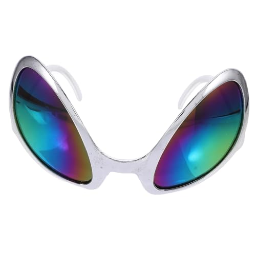 BESTonZON Außerirdische Brille Alien-brille Für Erwachsene Polarisierte Sonnenbrille Gefälscht Wirkung Modisch Spaßbrille Für Party Lustige Schnapsgläser Leichte Brille Gothic Rave Pp Silver von BESTonZON