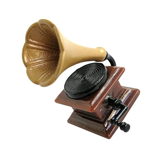 BESTonZON Dummy-Plattenspieler Wasserdichtes Zeichenbrett Zubehör Nebelscheinwerfer Zubehör Grammophon Innendiffusor Mini-grammophon Versiegelte Tanklagertanks Auto Harz Light Brown von BESTonZON