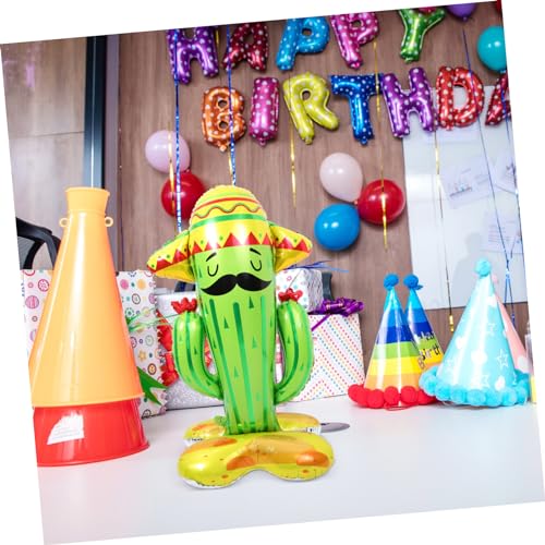 BESTonZON Kaktus Ballon Selbststehende Folienballons Cinco De Mayo-ballon Riesiger Kaktusballon Aufblasbarer Kaktus Taco-party-dekor Fiesta-folienballons Hawaii-ballon Aluminiumfolie Green von BESTonZON