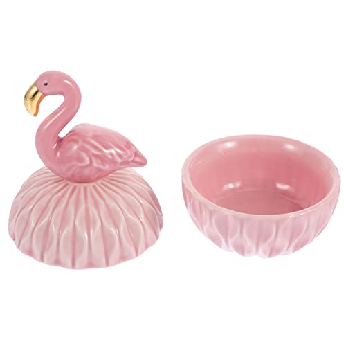 BESTonZON Keramik Schmuckschatulle Schmuckdose Porzellan Mit Deckel 2 Stücke Schmuckbox Flamingo Figur Schmuck Box Schmuckkästchen Ohrringe Ehering Box Hochzeit Valentinstag Geschenkbox Rosa von BESTonZON