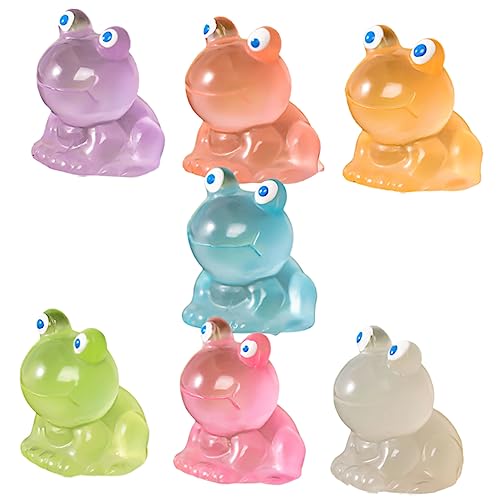 BESTonZON Leuchtende Mini Frosch Figuren Aus Harz Lively Frog Tischdeko Für Büro Und Zuhause Dekorative Frosch Statuen Milchweiß Hellrot von BESTonZON