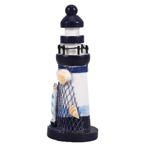 BESTonZON Leuchtturm-Ornament Nautische Tischdekoration Strandparty-Dekoration Nautische Bootsdekoration Landschaftsornamente Mini-leuchtturmfiguren Mediterrane Figuren Blue Kiefernholz von BESTonZON