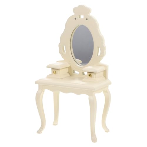 BESTonZON Mini-Kommode kinderzimmerdeko Room Decoration puppenhauszubehör spielzeughaus Häuser ästhetisch Schminktisch für Minihaus Kleiner Schminktisch hölzern Beige von BESTonZON