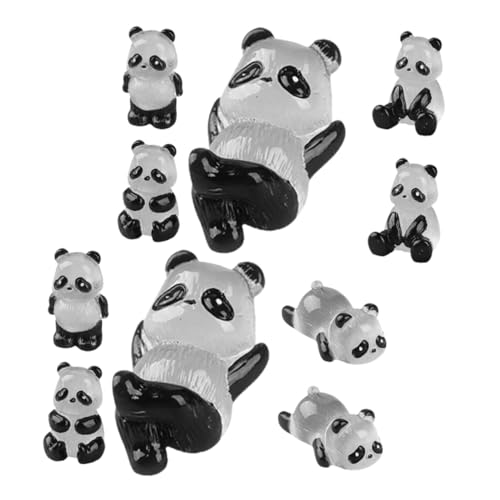 BESTonZON Mini Panda Figuren Leuchtende Panda Dekorationen Für Mooslandschaften üße Tierornamente Als Cupcake Toppers Resin Zubehör Für Partys Und Veranstaltungen von BESTonZON