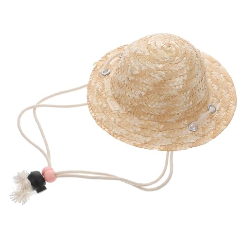 BESTonZON Mini-Strohhut doll Accessories Mini Sombrero Mini Strohhut Puppenhut Puppen-Miniatur-Strohhut Haustier-Miniatur-Strohhut Mini -Strohhut Khaki von BESTonZON