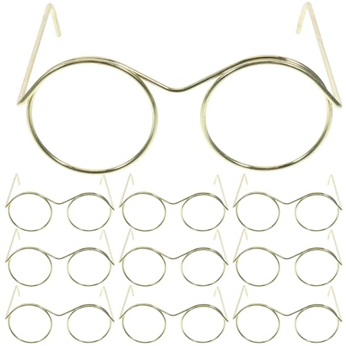 BESTonZON Miniatur Puppenbrille Metallrahmen Brille Für Puppen Runde Brille Ohne Gläser Klassische Accessoires Für Puppen Ideal Zum Basteln Und Dekorieren von BESTonZON