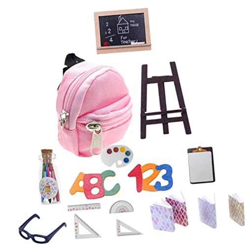 BESTonZON Miniatur Puppenhaus Zubehör Set 1 Set Mini Puppen Rucksack Mini Tafel Und Briefpapier Für Kreatives Rollenspiel Ideales Schulbedarf Für Puppen Und Wichtel Kleidung von BESTonZON