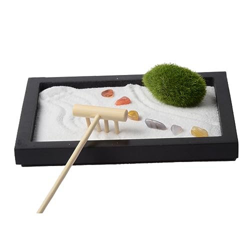 BESTonZON Miniaturlandschaft mit Sand zengarten bürodeko feng Shui fogelschreker Zen Garden Traditionell Miniaturlandschaft des Meditationsgartens Tischdekoration aus Sand scheibengardinen von BESTonZON