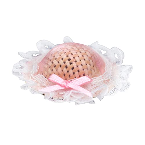 BESTonZON Minihut Strohhut Kleine Hüte Mini-puppenhüte Mini-Hut- Puppenstrohhüte Miniaturhut Kleine Strohhüte Mini-hüte Minihüte Zum Basteln Rosa Gras von BESTonZON