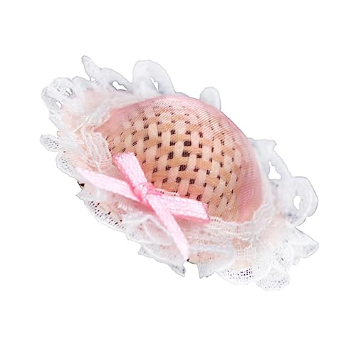 BESTonZON Minihut Strohhut Mini-Hut- kleine Strohhüte Puppenhüte Minihüte zum Basteln Puppenstrohhüte kleine Hüte Miniaturhut Mini-Hüte Gras Rosa von BESTonZON