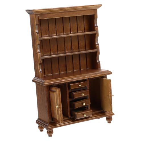 BESTonZON Minischrank Für Sitz Kommode Klein Würfel Puppe Bücherregale Deckel Anzeige Einheit Miniatur Bausatz Mini-holzschrank Bücherregal-Modell Hölzern Brown von BESTonZON