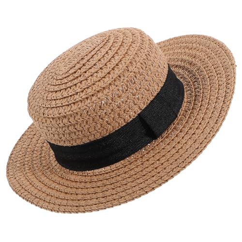 BESTonZON Ragdoll-Hut Mini-Strohkappe winzige Kostümhüte Mini-Sombrero Cowboyhut aus Stroh Desktop-Puppenkappen-Dekor Puppenhut Kleiner Strohhut Mini-Strohhut Mini-Hutfiguren Hutmodell Khaki von BESTonZON