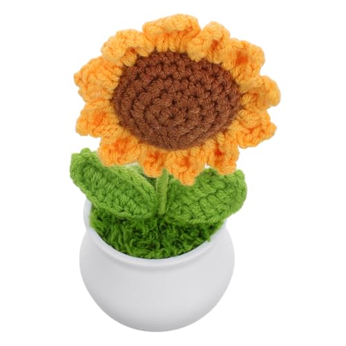 BESTonZON Simulierte Sonnenblume Gehäkelte Sonnenblume Häkelblumen Tischblumen Gestrickte Blumen Mini Sonnenblumen Künstliche Blumen Plüschblumen Künstliche Sonnenblume Gestricktes von BESTonZON