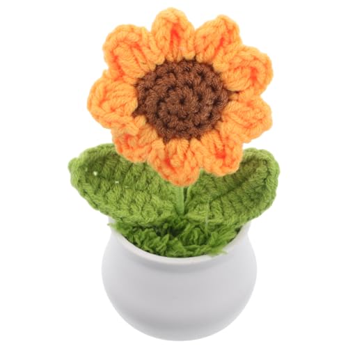 BESTonZON Simulierte Sonnenblumen Häkelblumen Mini Sonnenblumen Sonnenblumen Plüsch Schreibtischblumen Künstliche Blumen Gestrickte Sonnenblume Niedliche Häkel Plüschblumen von BESTonZON