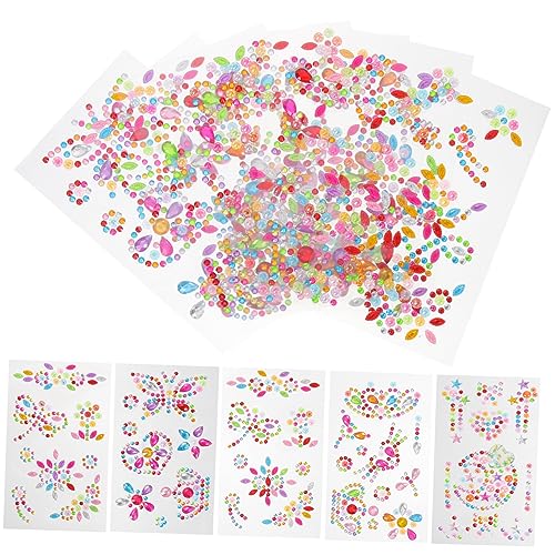 BESTonZON Sticker Gems 15 Stück Selbstklebende Acryl-Strass-Aufkleber für Jungen und Mädchen Festival-Gesichts-Edelsteine Körper-Make-up-Aufkleber von BESTonZON