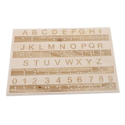 BESTonZON Tafel Mit Braille-Alphabet Blindenschrift Fluchtraum-Requisite Braille-lernlineal Braille-Spiele Zeichenbrett Aus Holz Braille-bücher Zeichenbrett Für Buchstaben Aus Holz Hölzern von BESTonZON