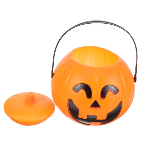 BESTonZON Tragbarer Kürbiseimer Gefälscht Halloween-leckerli-tasche Halloween Eimer Halloween-kürbis-bonbontüten Halloween-kürbislicht Halloween-süßigkeitshalter Kleiner Kürbiskorb Orange Pp von BESTonZON