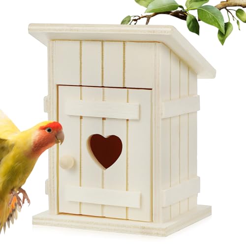 BESTonZON Vogelnest Aus Holz Vogelhaus-Set Vogelhäuschen Zum Bemalen Vogelhütte Vogelnest Dekoration Kolibri-Nest Vogelzubehör Sittich Nest Heimdekoration Vogelkäfig Natürliches Holz Beige von BESTonZON