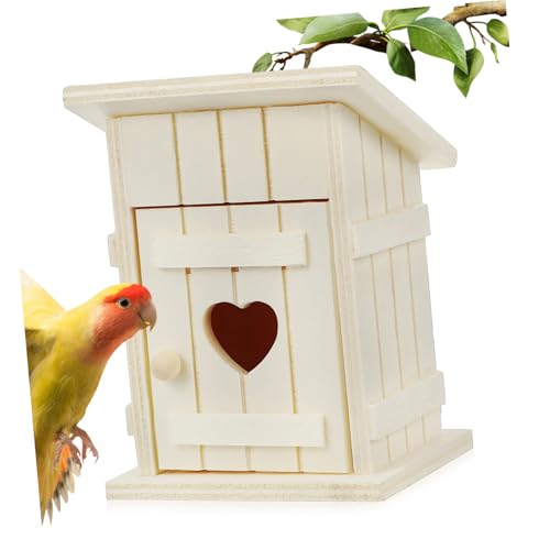 BESTonZON Vogelnest aus Holz Holzvogelhaus Holz vogelhaus Kolibri-Nest Vogelhütte Vogelhaus-Set Holzhäuser für das Handwerk Vogelhäuschen für draußen Vogelzubehör natürliches Holz Beige von BESTonZON