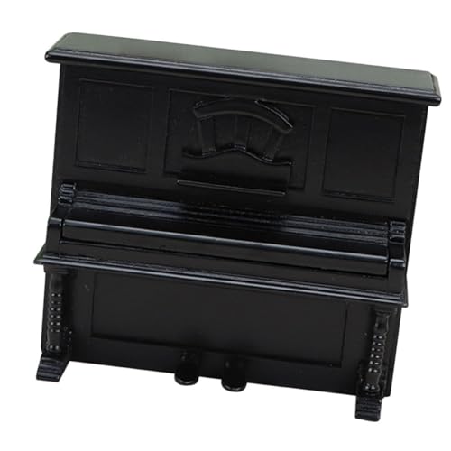 BESTonZON simuliertes Klavier Mini-Piano-Puppenhaus- Mini Möbel Stütze klein Kommode Mini Klavier Miniature Piano Zubehör für Puppenhäuser Miniatur-Klaviermodell hölzern Black von BESTonZON