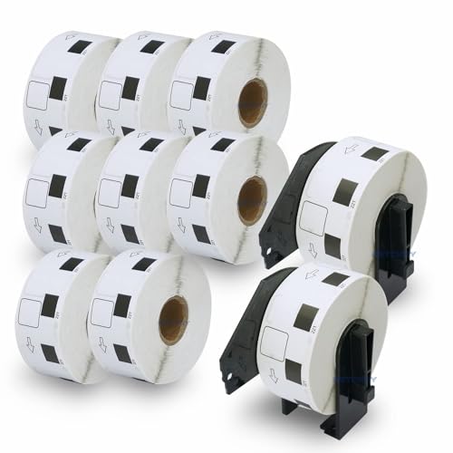 BETCKEY - 10 Rollen DK-11221 Quadratische QR Code Etiketten Kompatibel mit Brother, 23mm x 23mm, 10000 Etiketten für Brother QL Etikettendrucker (2 Wiederverwendbare Etikettenhalter) von BETCKEY