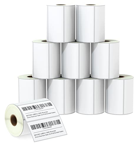 BETCKEY - 102mm x 51mm(4 in x 2 in) Perforierte Barcode/Versand/Mehrzweck Thermoetiketten Kompatibel mit Zebra und weiteren Druckern [10 Rollen/7500 Etiketten] von BETCKEY