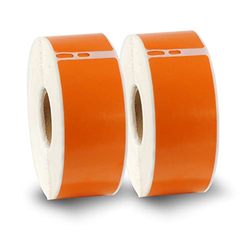 BETCKEY - 2 Große Rollen Orange Adressetiketten Kompatibel mit DYMO 99010(S0722370), 28mm x 89mm, 700 Farbige Etiketten für LabelWriter 450, 4XL NICHT passend 550 oder 5XL von BETCKEY