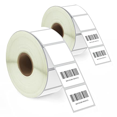 BETCKEY - 32mm x 25mm(1,25 in x 1 in) Perforierte Barcode/Adresse Thermoetiketten Kompatibel mit Zebra und weiteren Druckern [2 Rollen/2760 Etiketten] von BETCKEY