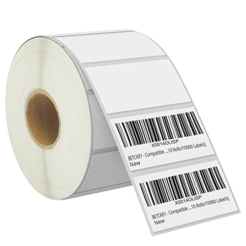 BETCKEY - 51mm x 25mm(2 in x 1 in) Perforierte Barcode/Adresse Thermoetiketten Kompatibel mit Zebra und weiteren Druckern [1 Rolle/1300 Etiketten] von BETCKEY