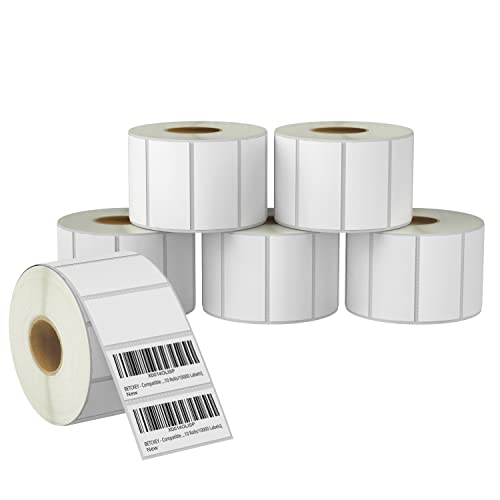 BETCKEY - 51mm x 25mm(2 in x 1 in) Perforierte Barcode/Adresse Thermoetiketten Kompatibel mit Zebra und weiteren Druckern [6 Rollen/7800 Etiketten] von BETCKEY