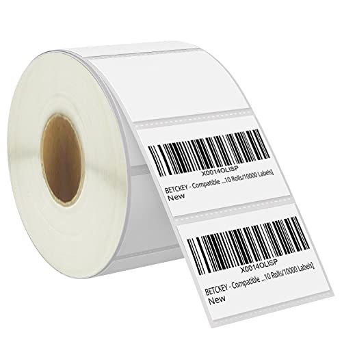 BETCKEY - 57mm x 32mm(2,25 in x 1,25 in) Perforierte Barcode/Mehrzweck Thermoetiketten Kompatibel mit Zebra und weiteren Druckern [1 Rolle/1000 Etiketten] von BETCKEY