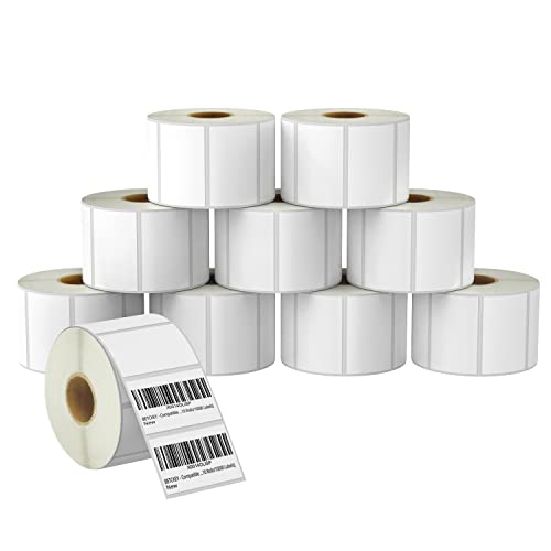 BETCKEY - 57mm x 32mm(2,25 in x 1,25 in) Perforierte Barcode/Mehrzweck Thermoetiketten Kompatibel mit Zebra und weiteren Druckern [10 Rollen/10000 Etiketten] von BETCKEY