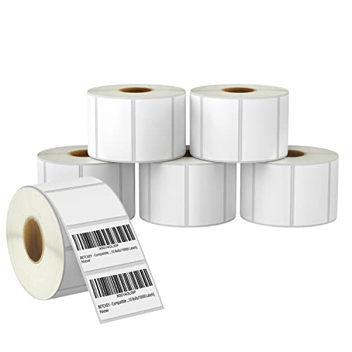 BETCKEY - 57mm x 32mm(2,25 in x 1,25 in) Perforierte Barcode/Mehrzweck Thermoetiketten Kompatibel mit Zebra und weiteren Druckern [6 Rollen/6000 Etiketten] von BETCKEY