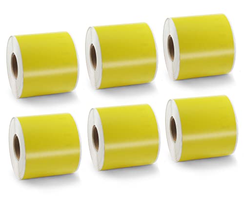 BETCKEY - 6 Große Rollen Gelb Mehrzwecketiketten/große Ordnerrücken Etiketten Kompatibel mit DYMO 99019(S0722480), 59mm x 190mm, 900 Farbige Etiketten für LabelWriter 450 Serie und 4XL von BETCKEY