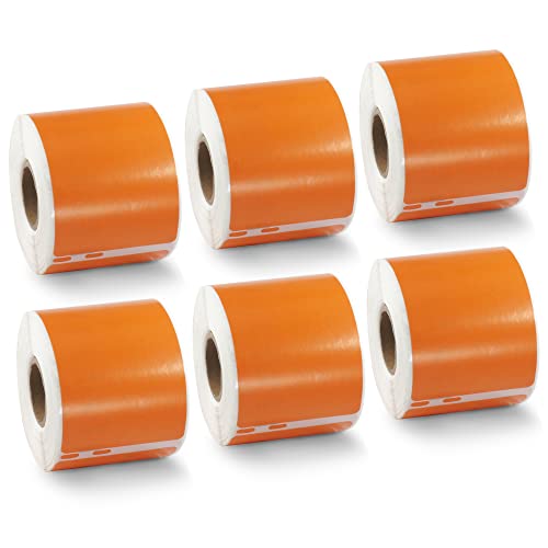 BETCKEY - 6 Große Rollen Orange Versandetiketten Kompatibel mit DYMO 99014(S0722430), 54mm x 101mm, 1440 Farbige Etiketten für LabelWriter 450, 4XL NICHT passend 550 oder 5XL von BETCKEY